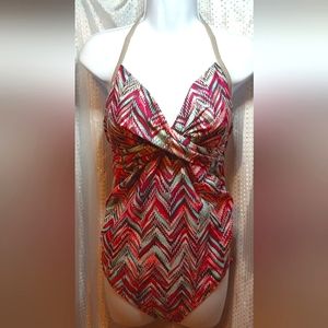 Isabel Maternity Swimsuit One piece Women, Halter Top Light Padding Colorful Red